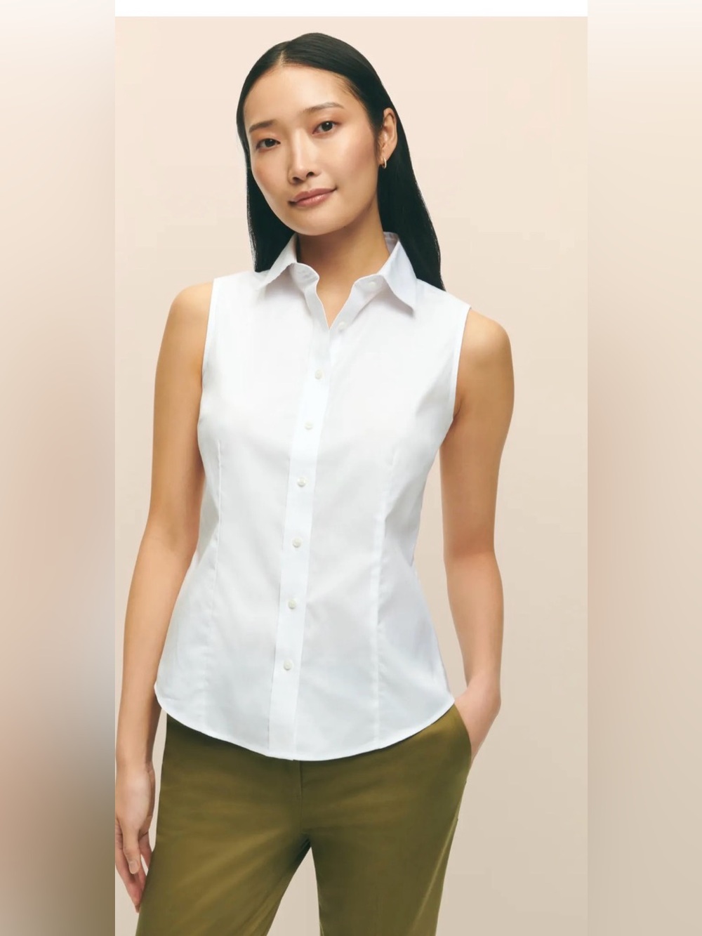 Brooks Brothers White Non-Iron Sleeveless Shirt Sz 6